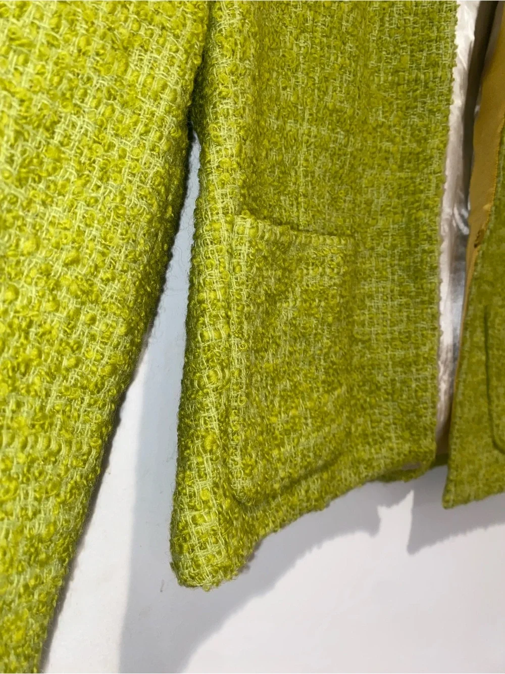 J.Crew Lime Green Wool Blend Tweed Open Front Blazer Jacket Size 2